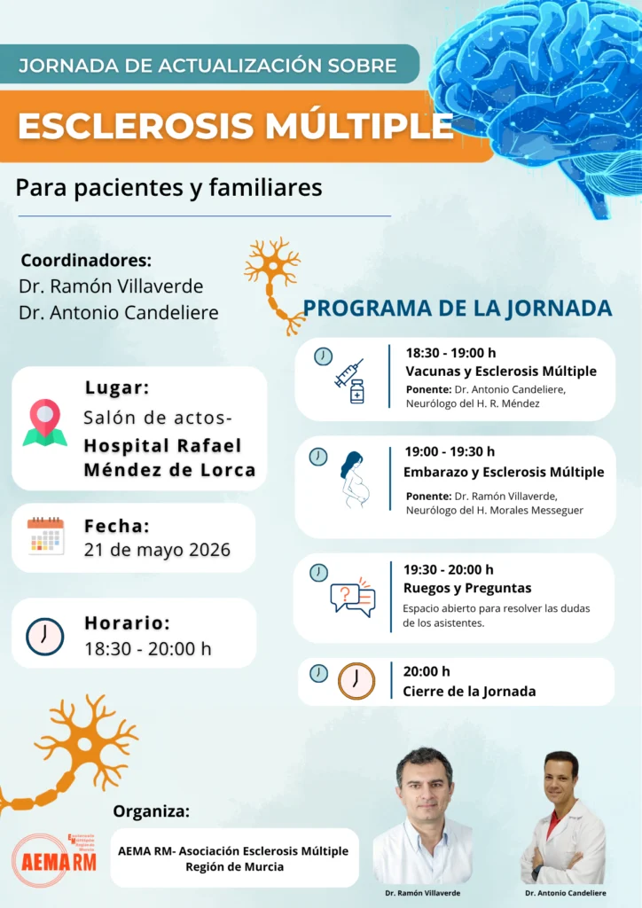 Cartel de la Jornada de Actualización sobre Esclerosis Múltiple en Lorca - AEMARM