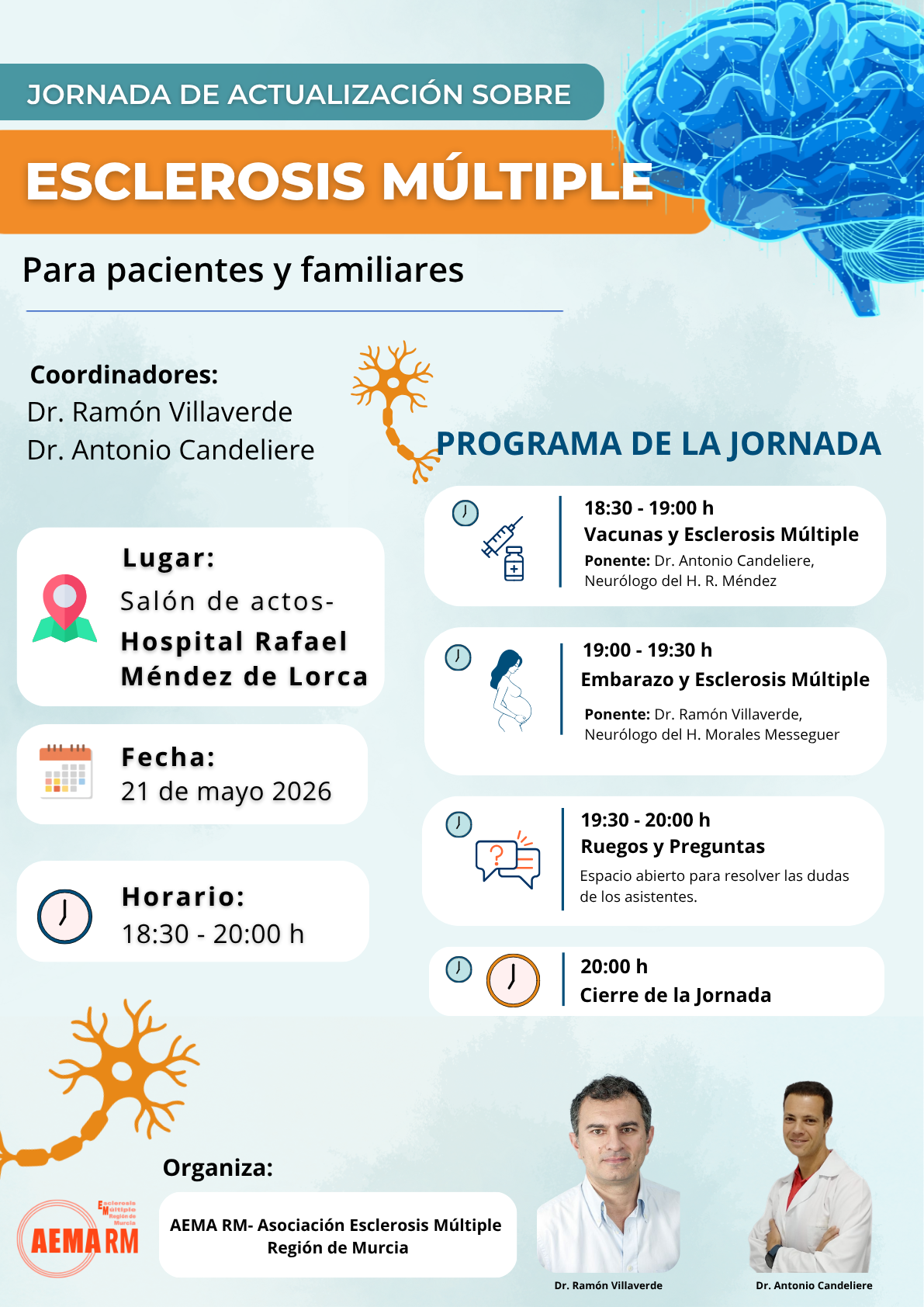 Cartel de la Jornada de Actualización sobre Esclerosis Múltiple en Lorca - AEMARM